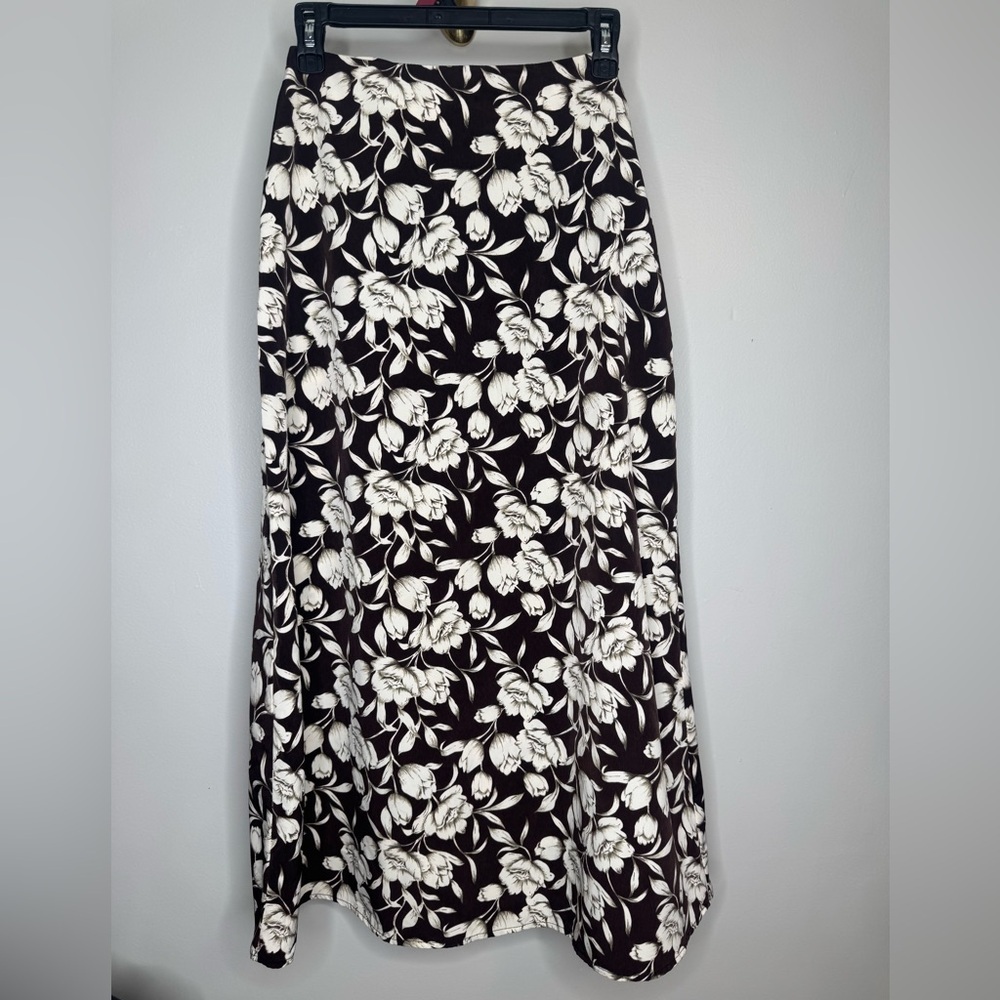 Vintage Spense Brown and White Floral Maxi Skirt